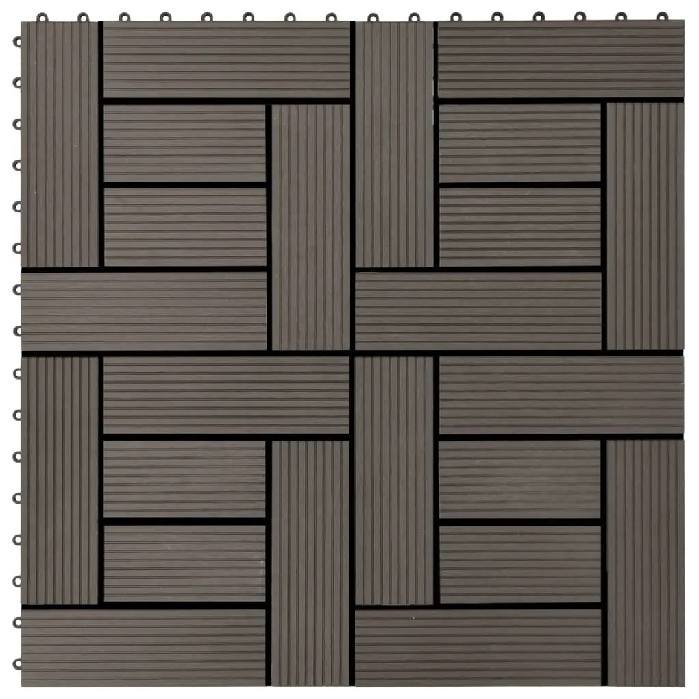 277805 vidaXL Ladrilhos de pavimento 22 pcs WPC 2m² 30x30 cm castanho-escuro