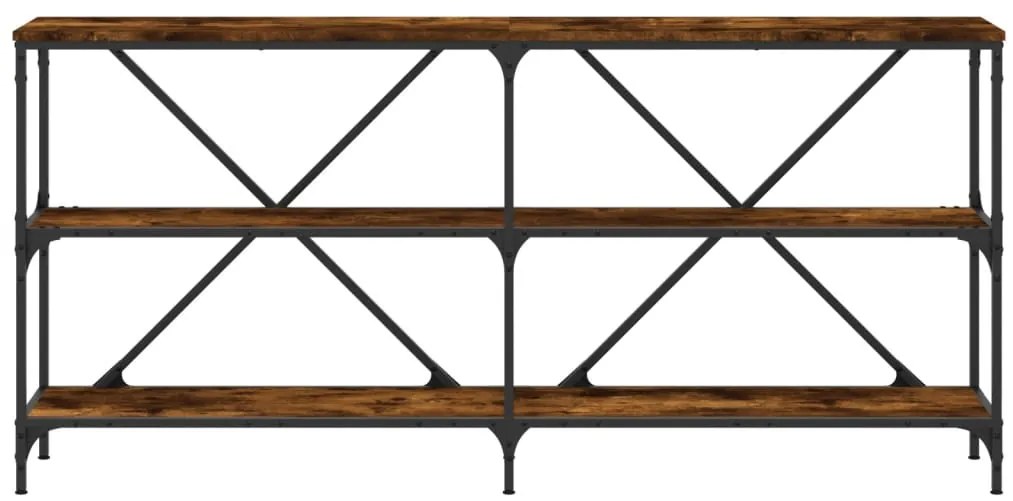 Mesa consola 160x30x75 cm deriv. madeira/ferro carvalho fumado