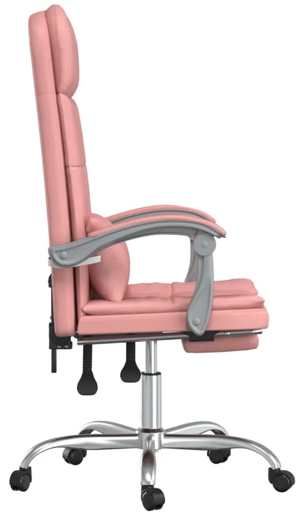 Cadeira escritório massagens reclinável couro artificial rosa
