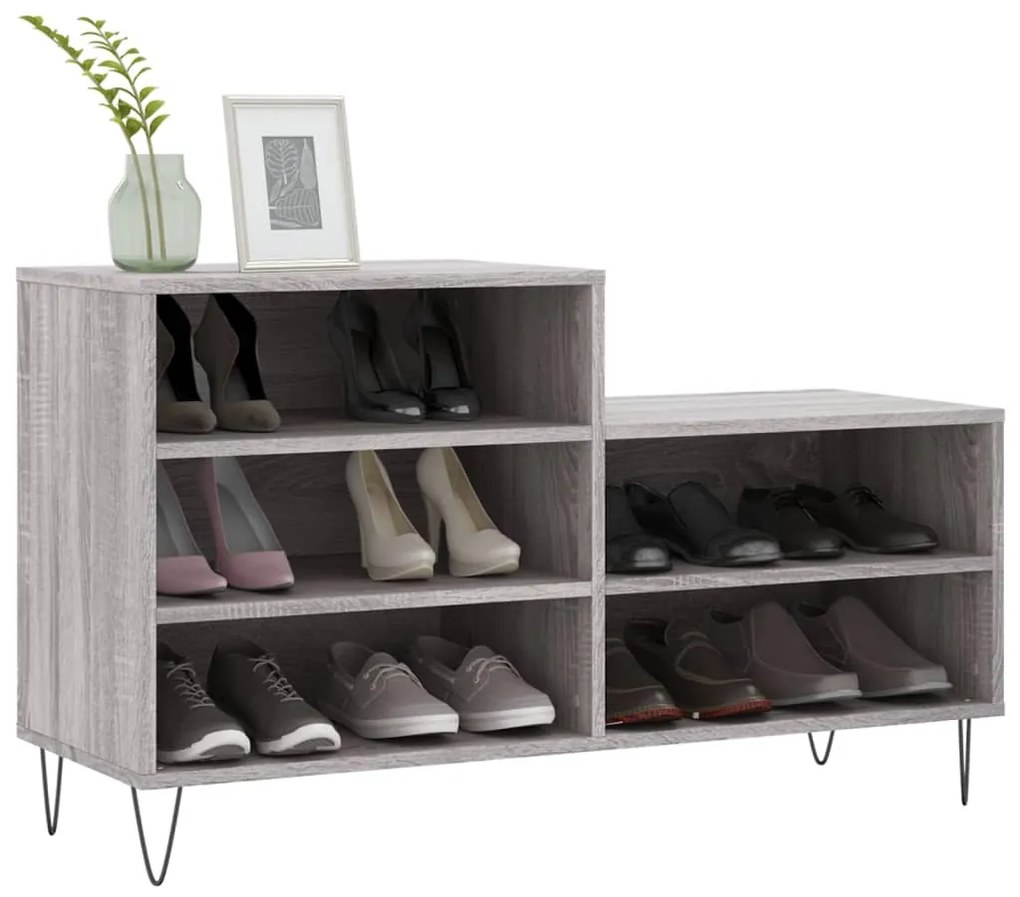 Sapateira 102x36x60 cm derivados de madeira cinzento sonoma