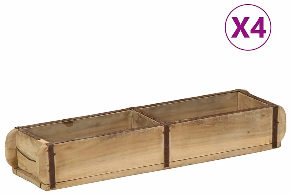 Bandejas vidaXL 4 pcs 60,5x15x9 cm Madeira Sólida Reciclada