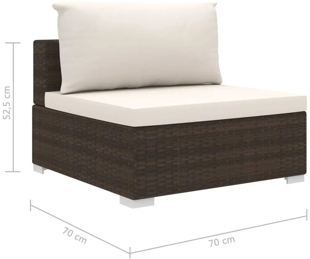 8 pcs conjunto lounge jardim c/ almofadões vime PE castanho