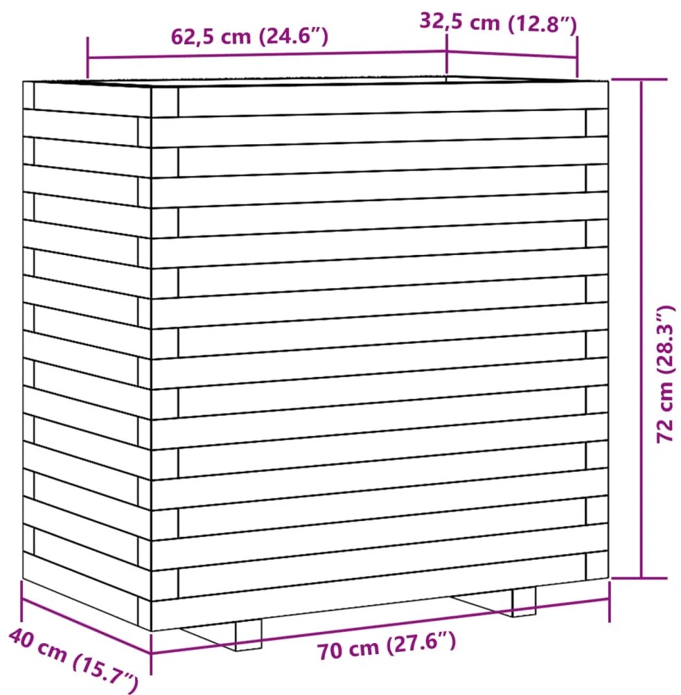 Vaso/floreira de jardim 70x40x72 cm pinho maciço branco
