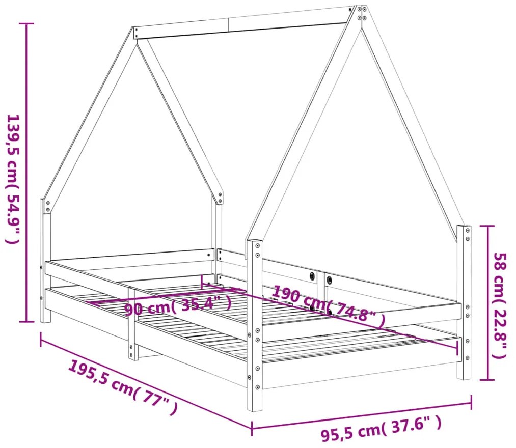 Estrutura de cama infantil 90x190 cm pinho maciço branco