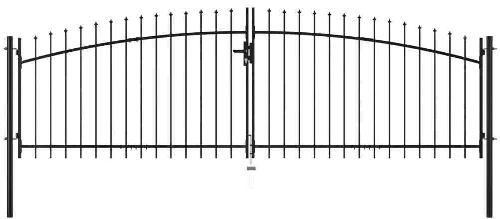 Portão de cerca com porta dupla e topo em lanças 400x150 cm