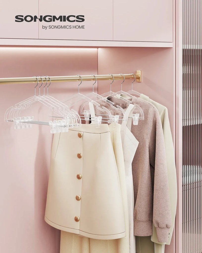 Conjunto 30 cabides para calças 40,6 x 22,5 cm com ganchos giratórios transparentes