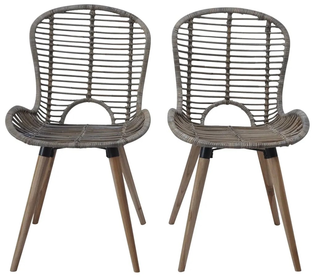 Cadeiras de jantar 2 pcs vime genuíno castanho