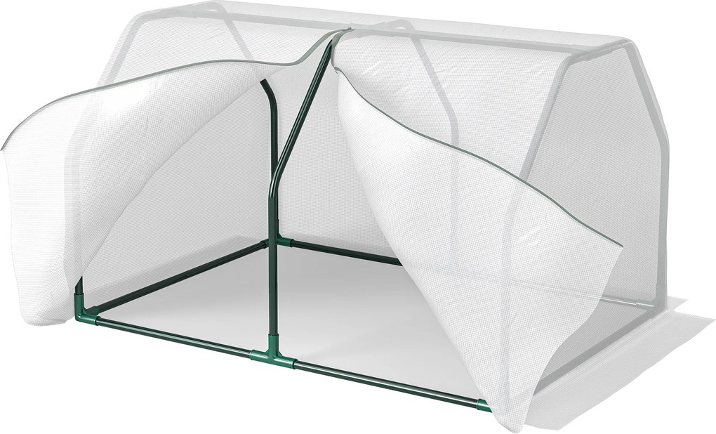 Outsunny Estufa de Jardim Terraço 99x71x60cm Estufa Pequena com Zíper pra Cultivos de Plantas Estrutura de Aço Cobertura PE Branco | Aosom Portugal