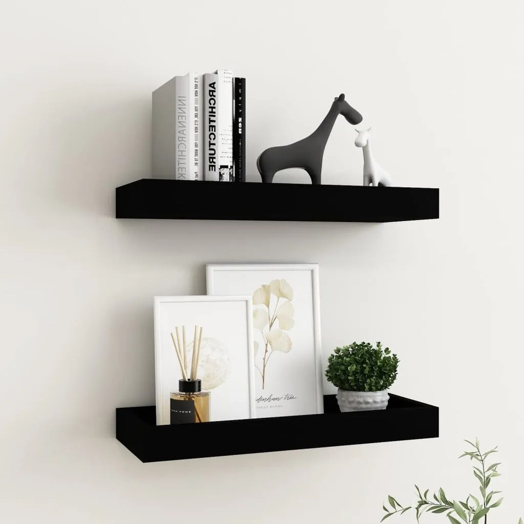 vidaXL Prateleiras de parede Loggia 2 pcs 40x15x4 cm MDF preto