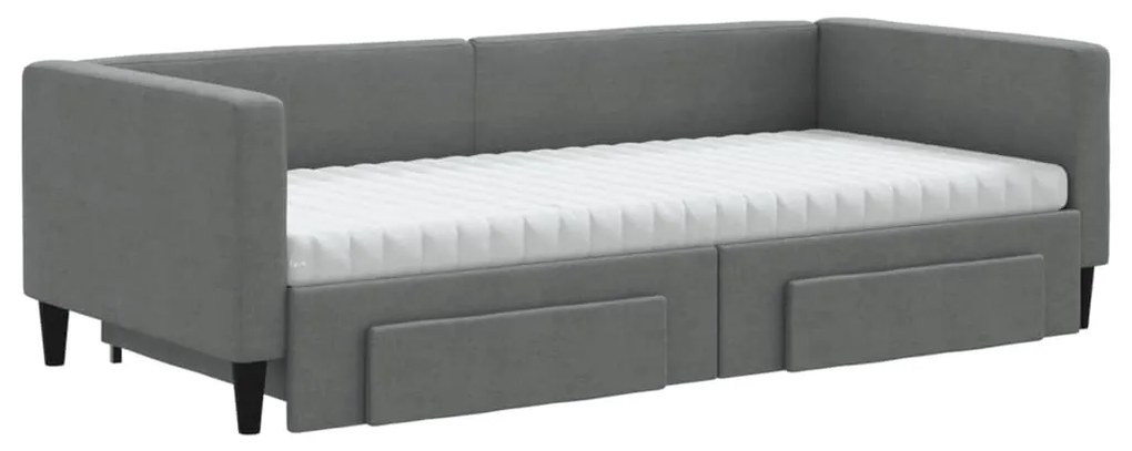 Sofá-cama c/ gavetão e gavetas 90x190 cm tecido cinzento-escuro
