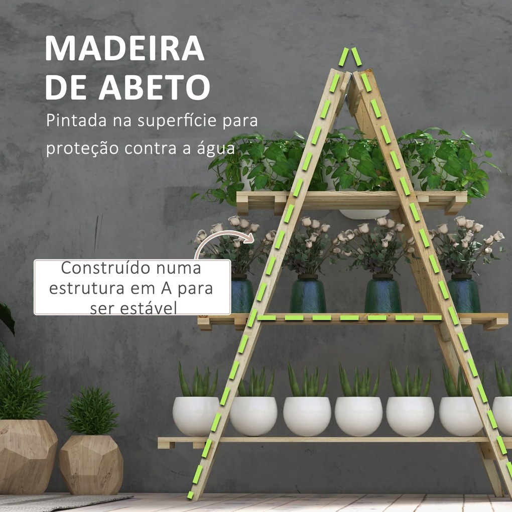 Outsunny Suporte de Madeira para Plantas Dobrável Estante Decorativo p