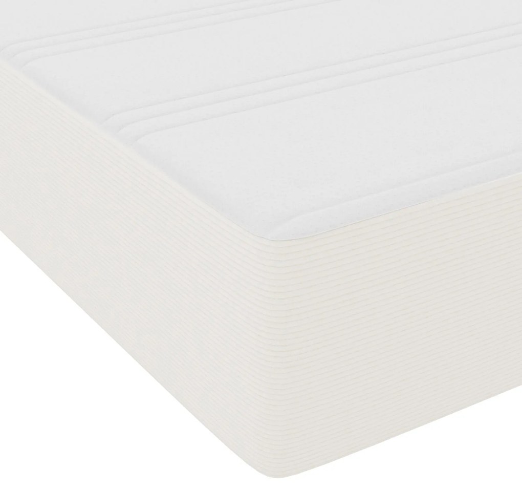 Cama Box Spring com Colchão Creme 80x200 cm Tecido de Corduroy