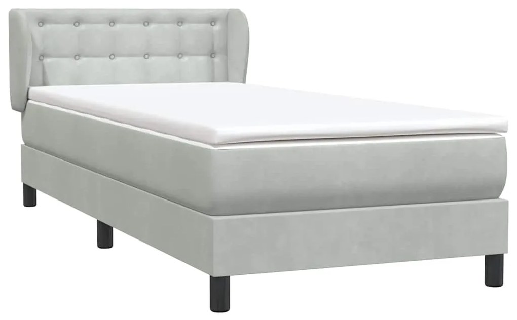 Cama com molas/colchão cinzento-claro 80x220 cm veludo