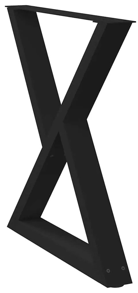 Pés para mesa de jantar 2 peças preto 80x(72-73,3) cm aço