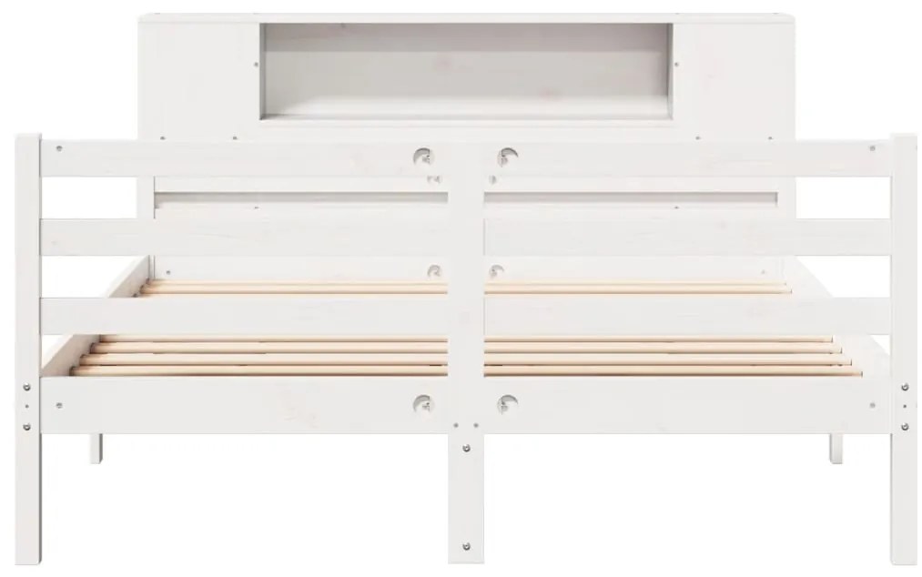 Cama com estante sem colchão 140x200 cm pinho maciço branco