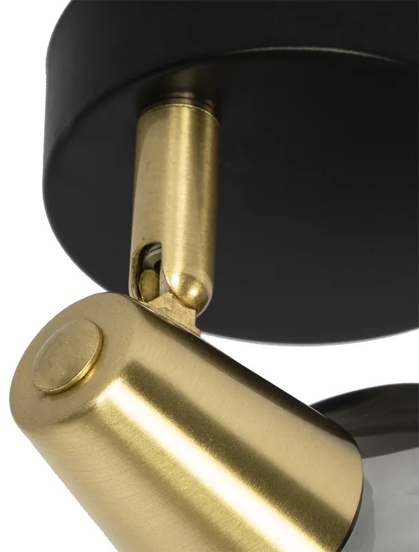 Projetores Art Deco dourado com vidro fumê - Vidro Art Deco