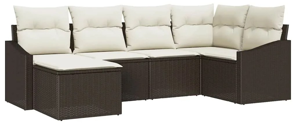 Conjunto de Jantar de Jardim com 6 Peças e Almofadas em Rattan Sintéti