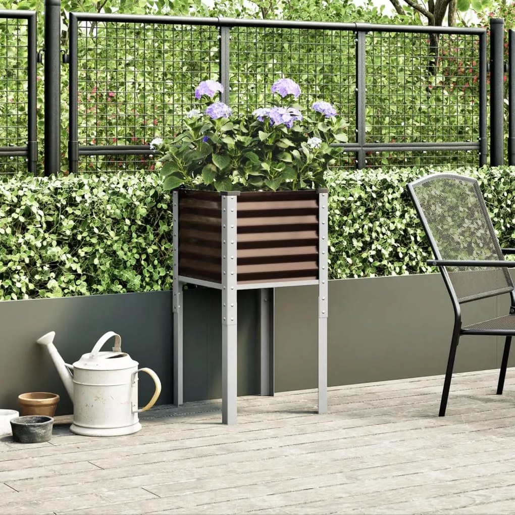 Vaso/floreira de jardim 45x45x88 cm aço castanho
