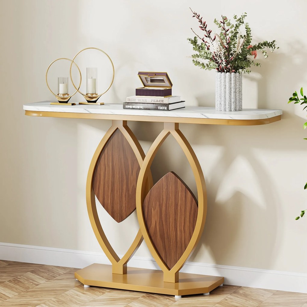 Tabela de console moderna 43 Sofá de 3 polegadas Tabela de vestíbulo com placa de mármore artificial
