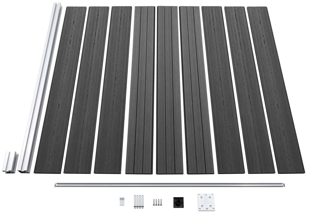 Conjunto de painel de vedação WPC 526x186 cm preto