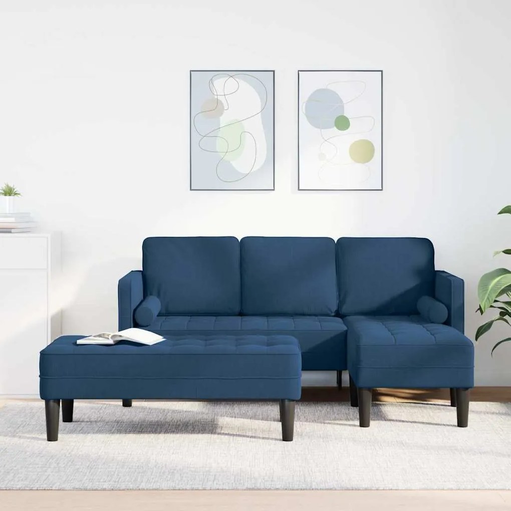 vidaXL Conjunto de Sofás 2 pcs Azul 173 x 131 x 67 cm tecido