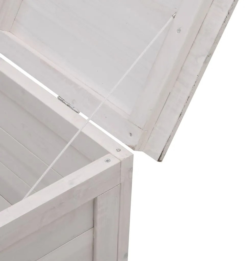 Caixa de arrumação p/ jardim 99x49,5x58,5cm abeto maciço branco