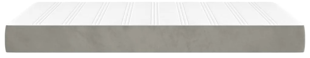 Colchão de molas ensacadas 120x190x20 cm veludo cinza-claro