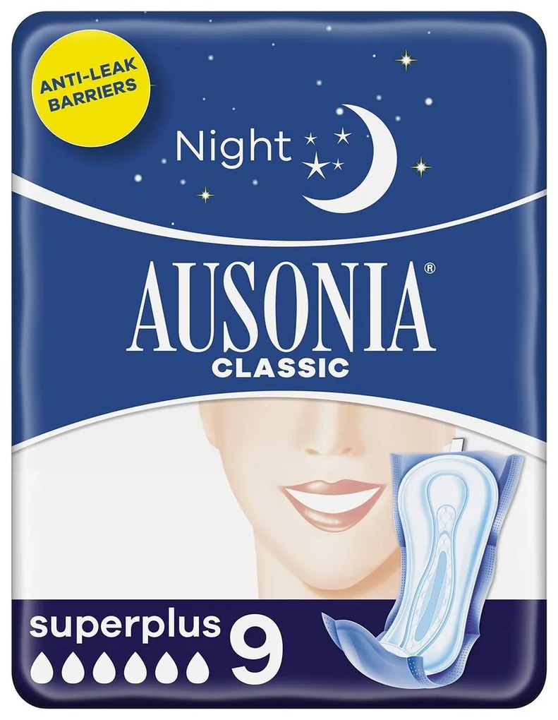 Pensos Para a Noite Ausonia Super Plus 9 Unidades