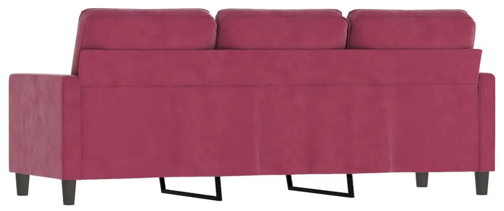 Sofá de 3 lugares veludo 180 cm vermelho tinto