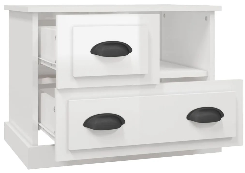 Mesa de cabeceira 60x39x45 cm branco brilhante