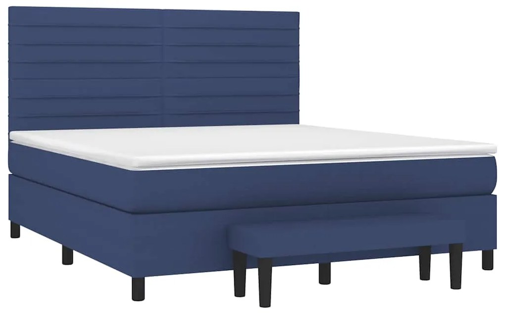 Cama com molas/colchão 180x200 cm tecido azul