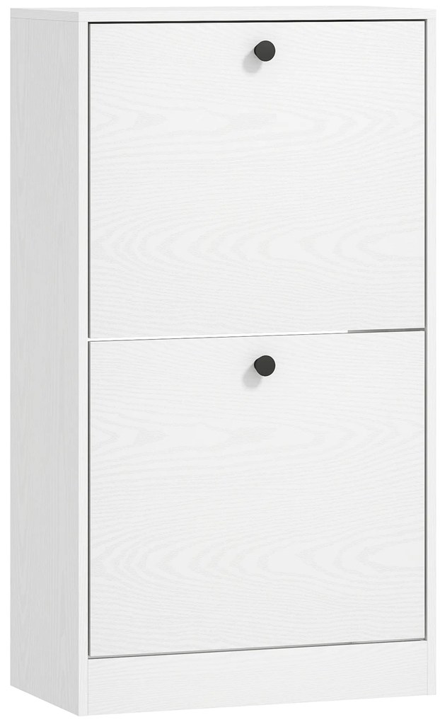 HOMCOM Sapateira Estreita Móvel Sapateira com 2 Gavetas Abatíveis e Prateleiras Ajustáveis para 8 Pares de Sapatos 47x26x85 cm Branco