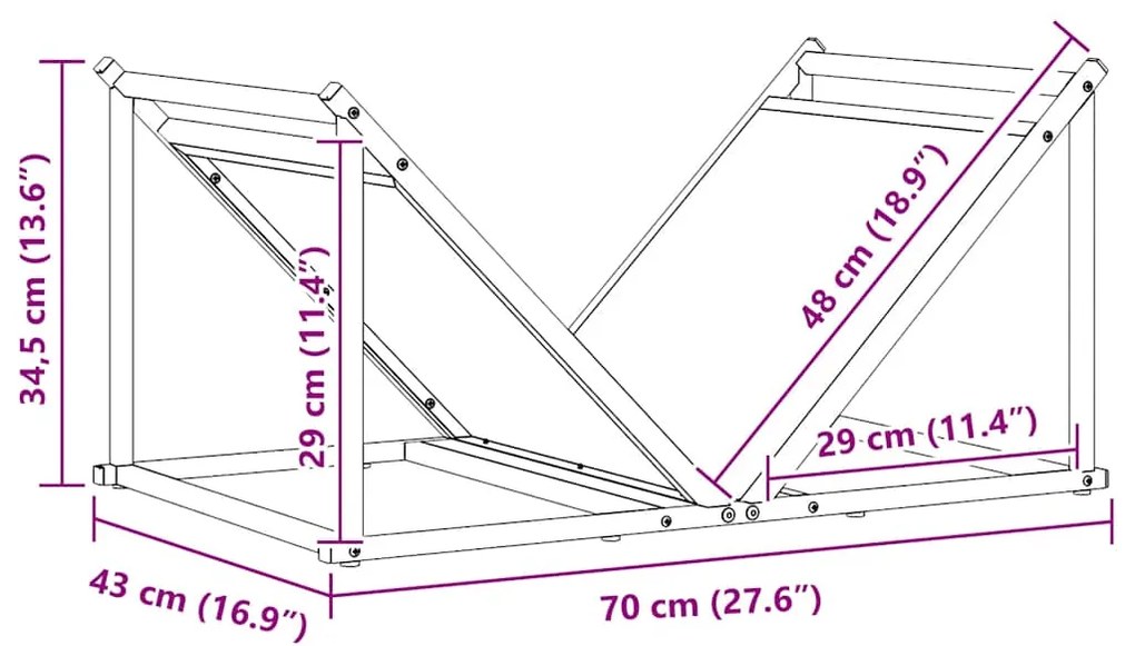 Suporte para lenha 70x43x34,5 cm aço laminado a frio antracite