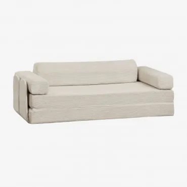 Sofá-cama De 2 Lugares Em Veludo Embalado A Vácuo Paoly Bombazina Crema Linho - Sklum