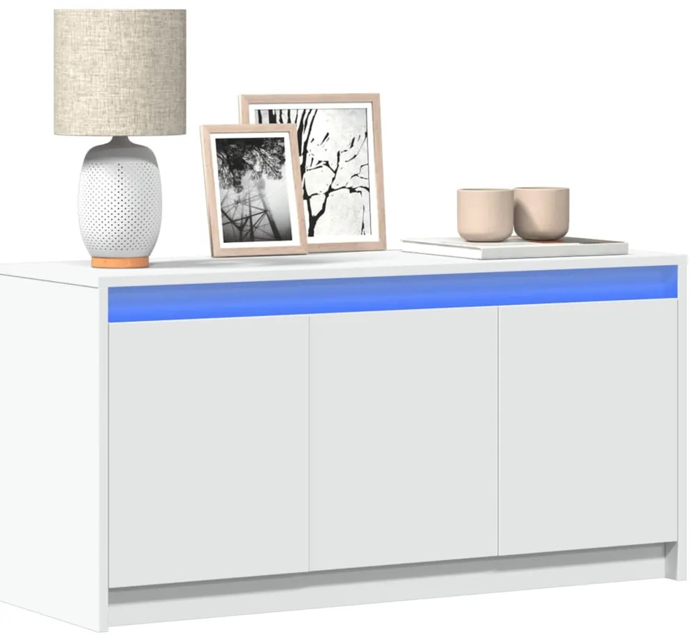 vidaXL Móvel de TV com luzes LED derivados de madeira branco