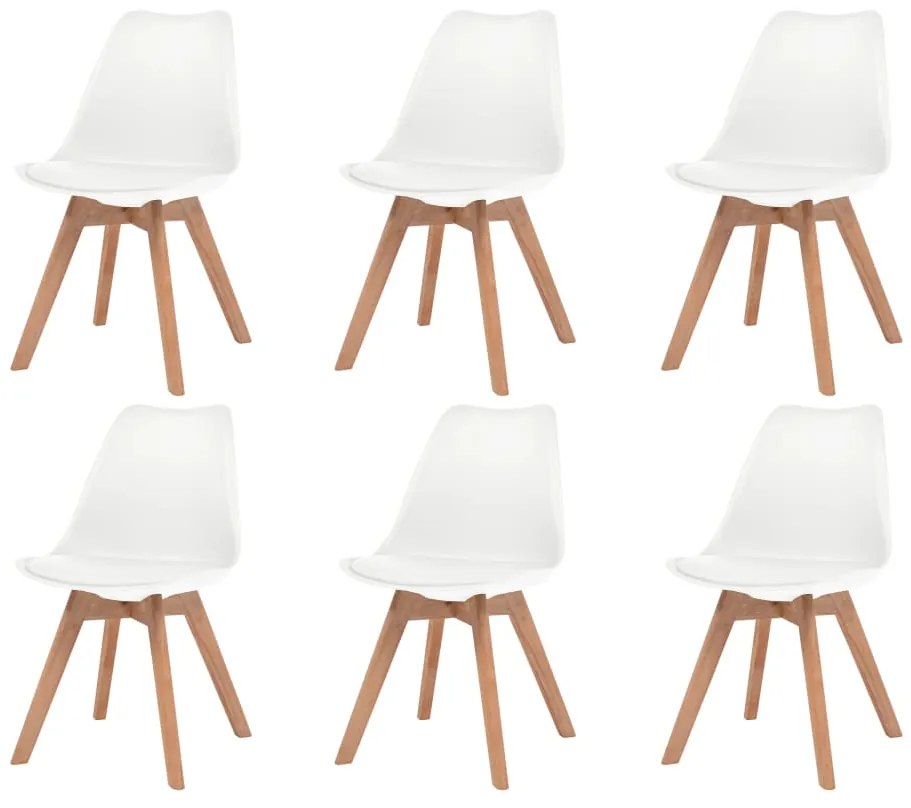 vidaXL Cadeiras de jantar 6 pcs plástico branco