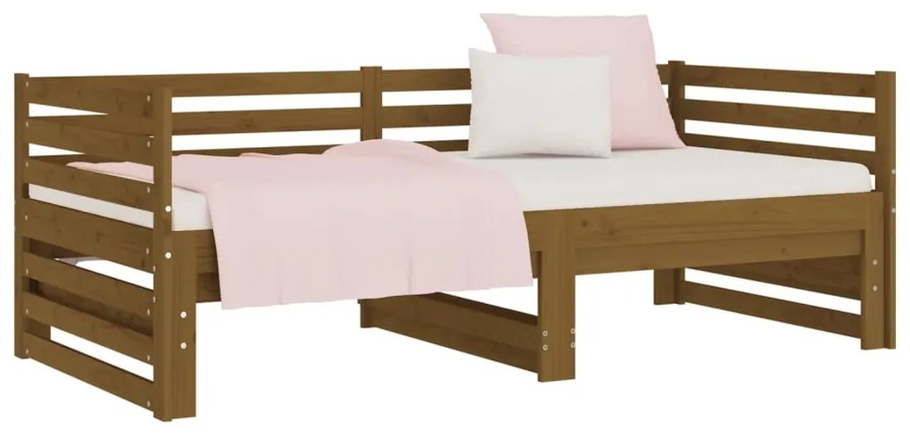 Estrutura sofá-cama de puxar 2x(90x190)cm pinho maciço castanho