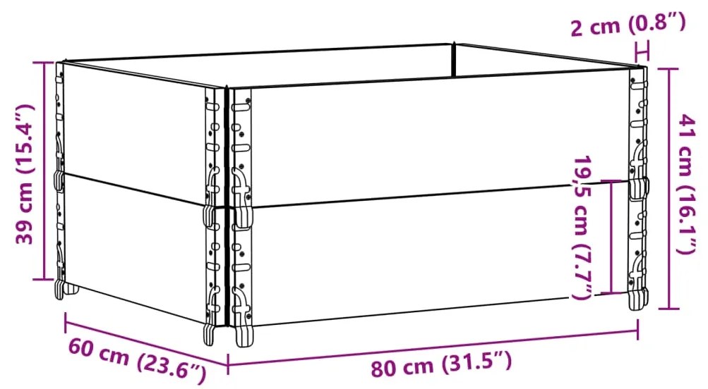 Vaso/floreira para jardim 80x60 cm pinho maciço castanho