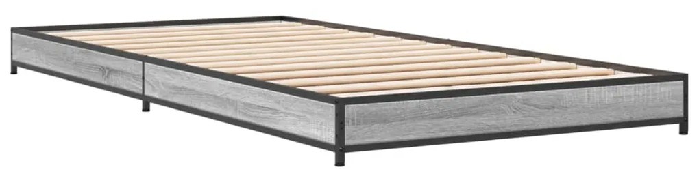 Estrutura cama 100x200 cm derivados madeira/metal cinza sonoma