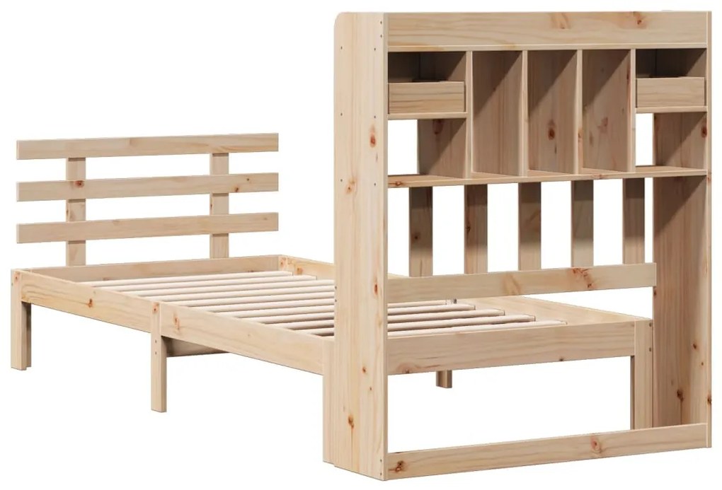 Cama com estante sem colchão 100x200 cm pinho maciço
