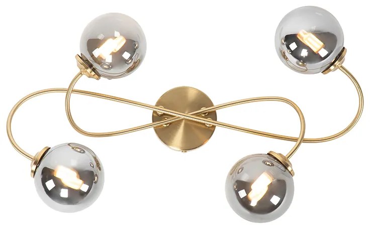 Candeeiro de teto moderno dourado 4 luzes vidro fumê - ATHENS Rústico
