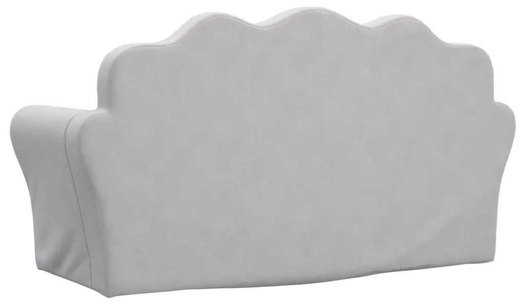 Sofá-cama infantil de 2 lugares pelúcia macia cinzento-claro