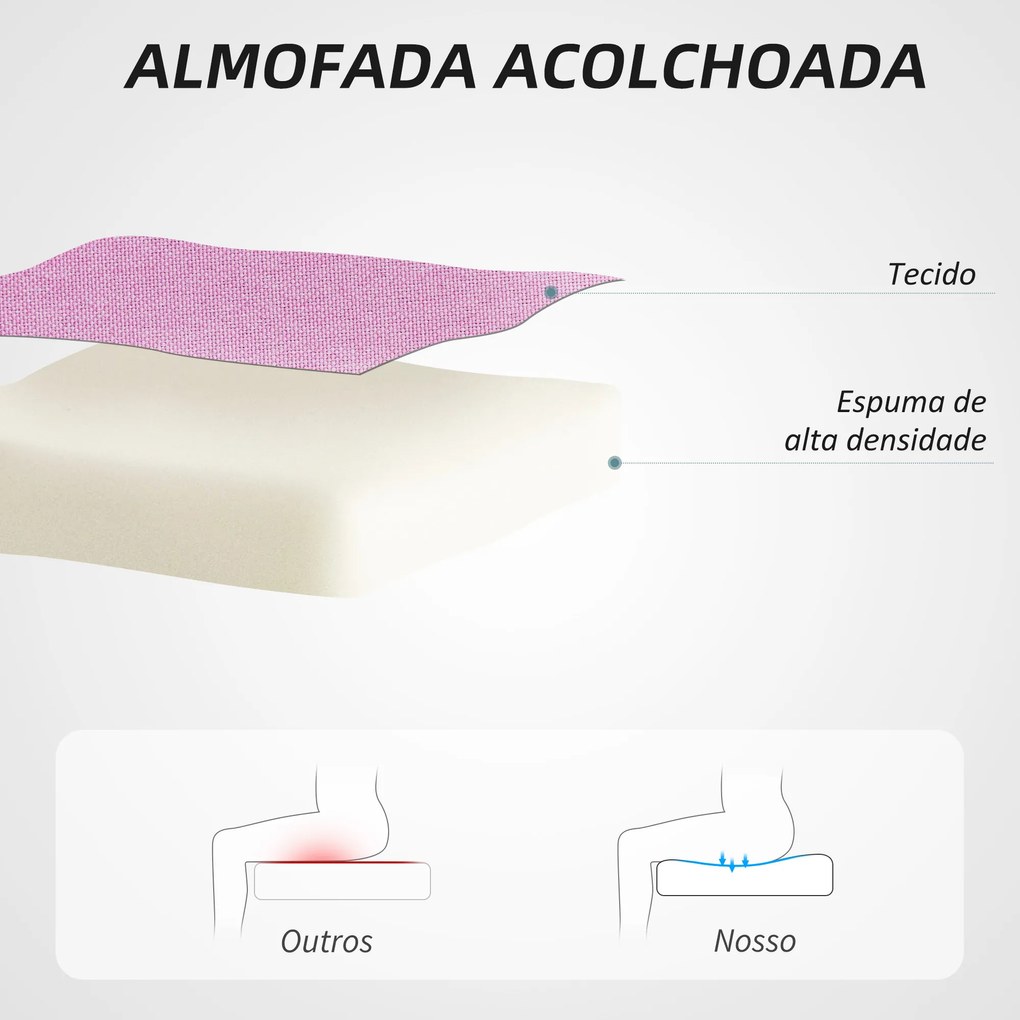 Cadeira de Escritório sem Apoio para os Braços Estofada em Linho Sintético com Altura Ajustável 53x43x85-93 cm Rosa