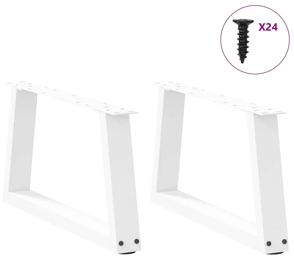 Mesa de jantar pernas 2pcs forma de V 60x(30-31,3)cm aço branco