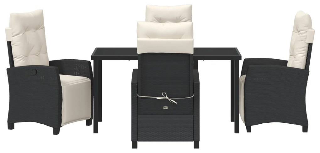 Conjunto de Jantar de Jardim de 5 Peças Vime PE Preto