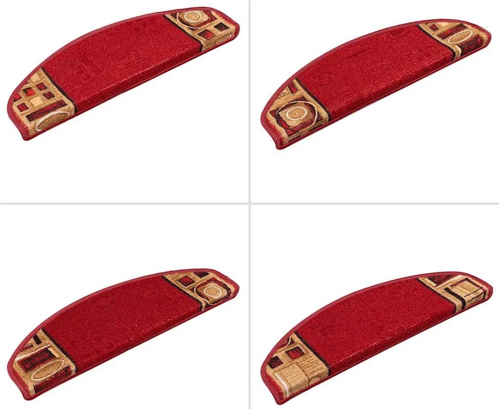 Tapetes de escada adesivos 15 pcs 65x21x4 cm vermelho