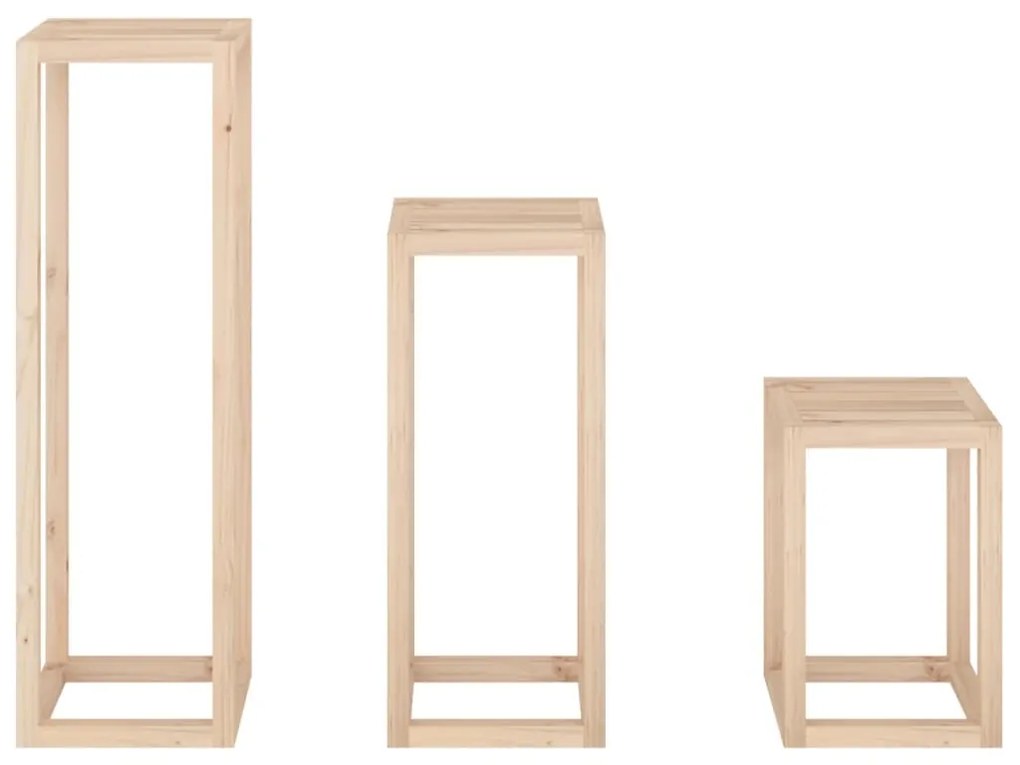 3 pcs conjunto de suporte plantas pinho maciço