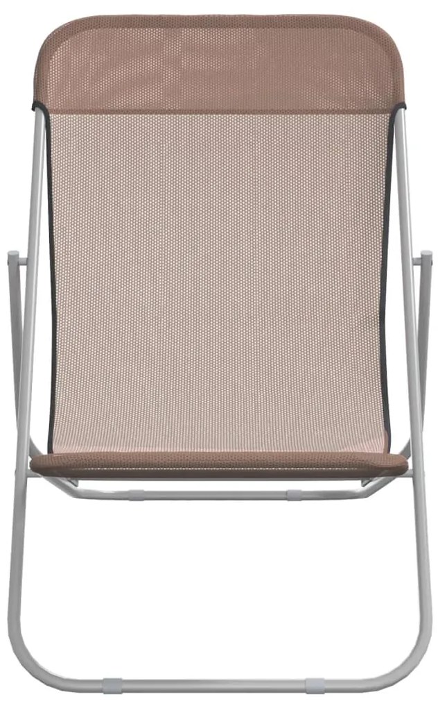 Cadeiras praia dobráveis 2pcs textilene/aço revest. pó castanho