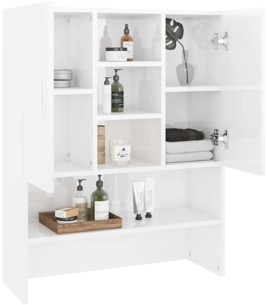 Armário máquina de lavar 70,5x25,5x90 cm branco brilhante