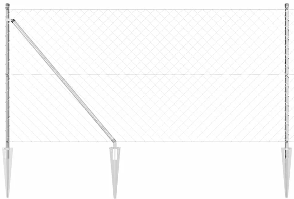 vidaXL Conjunto de Postes de Cerca Prateado 10 x 1 m Aço galvanizado